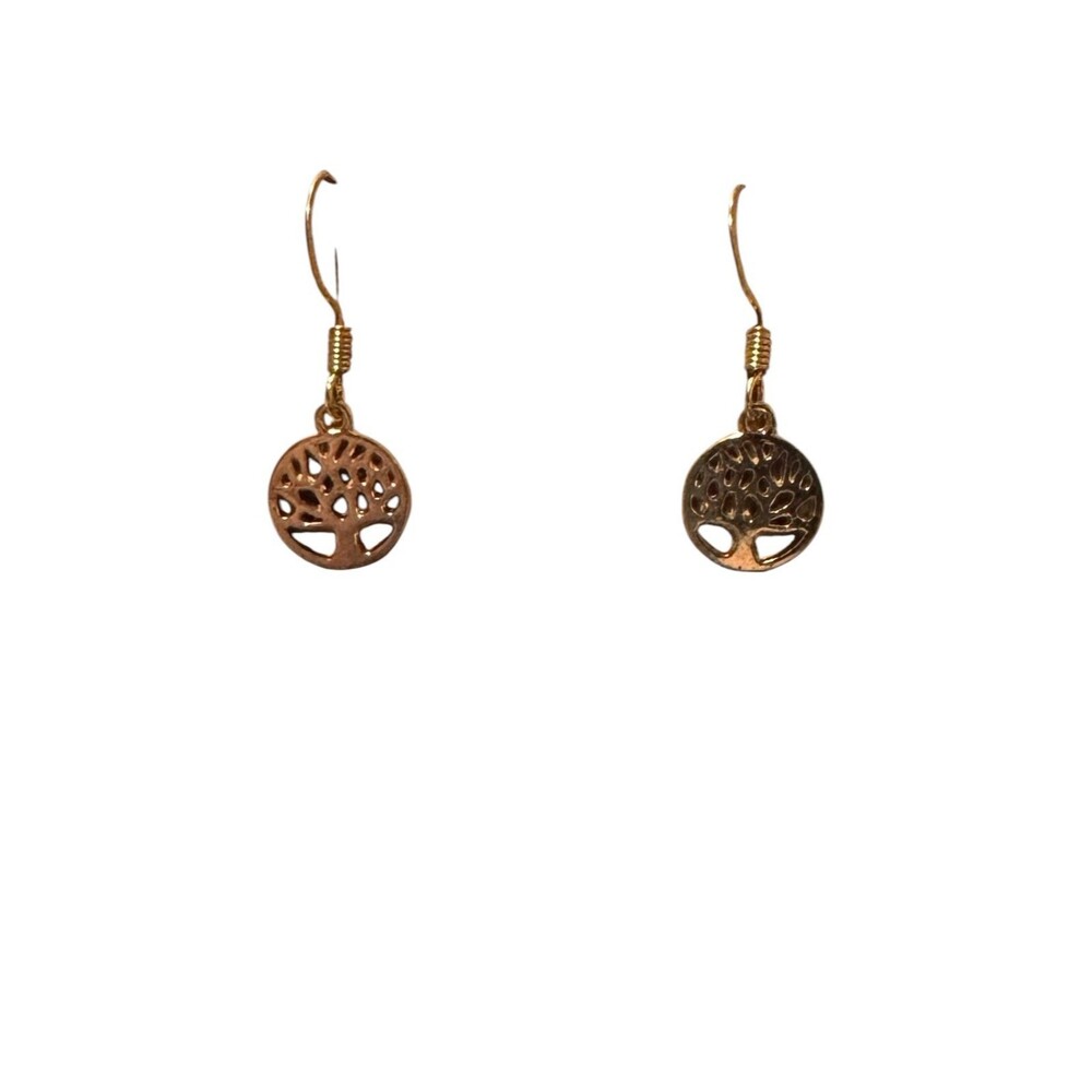 Gold Tree of Life Charm on 10kt Gold Earrings #2165 - Picture 1 of 4